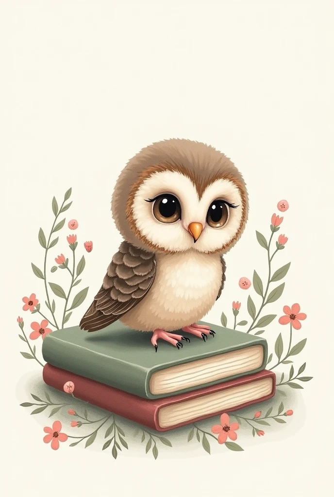Create an image using baby owl, for female notebook caoa