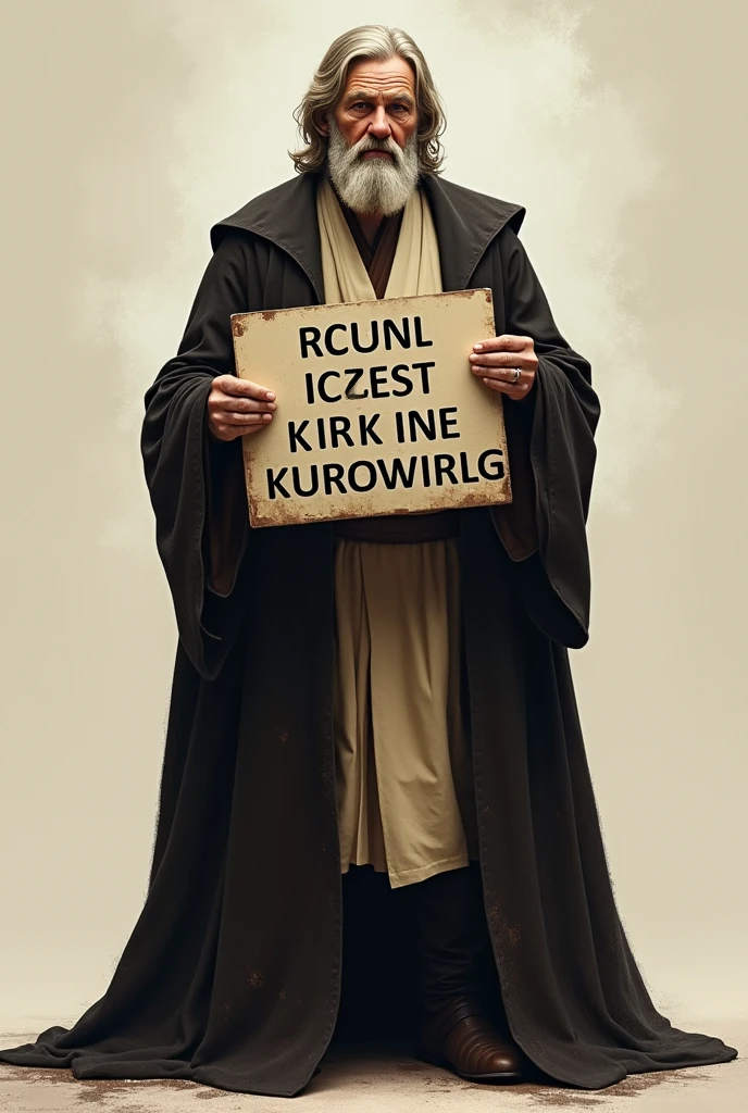 Obi Wan wearing black robe holding sign that reads Michelle Obama has a big Weiner