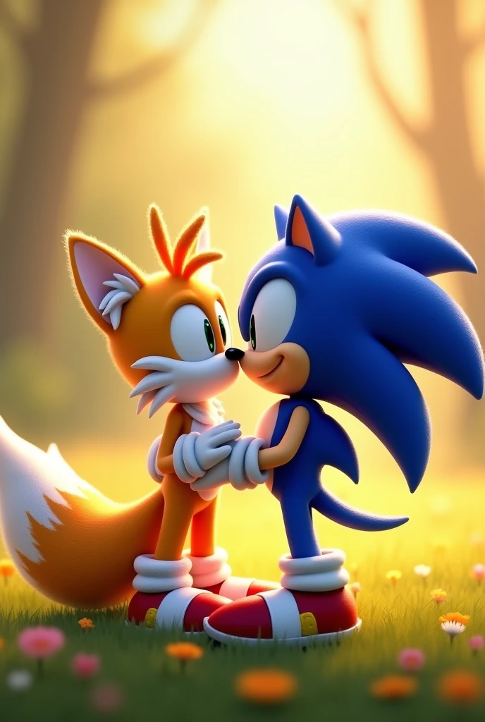 tails y Sonic se besan
