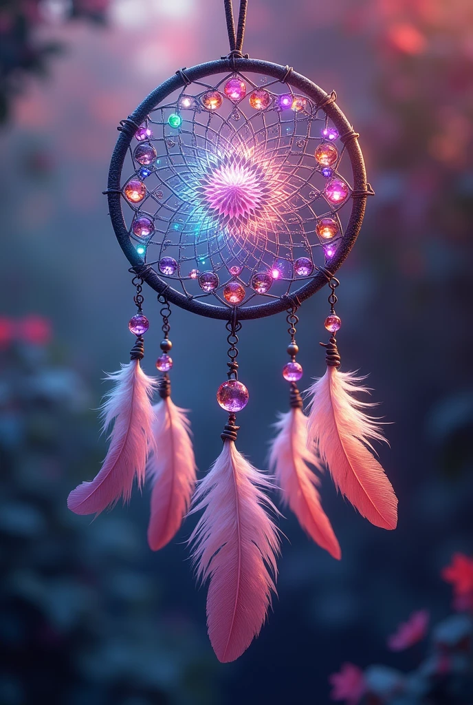 Dreamcatcher with crystals gems
Feathers
Magenta
purple
blue