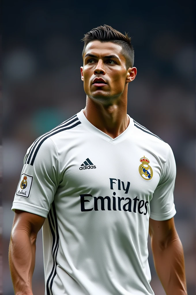 Can you generate me a high quality image of Cristiano Ronaldo in the Real Madrid shirt?
