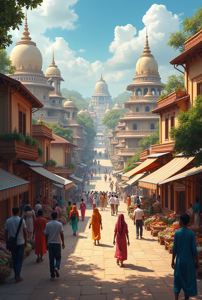 Location: A small Indian town with vibrant markets, serene temples, and nostalgic school surroundings.