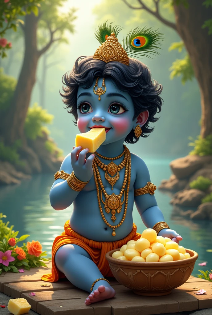 krishna eating makhan