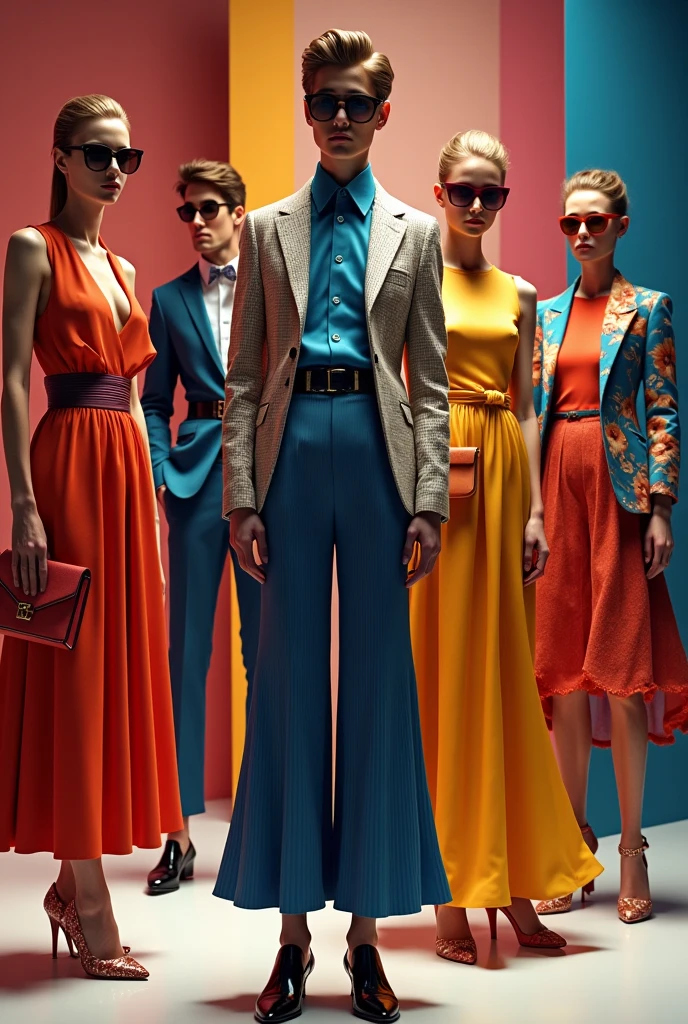 Background with men's and women's fashion clothing