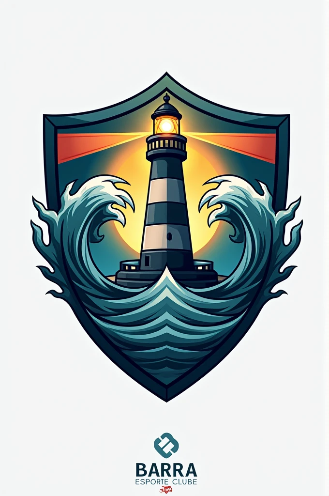 A football team shield with reference to the sea and the lighthouse called Barra Esporte Clube