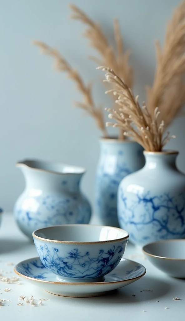 Close-up blue and white porcelain.The overall shape of the pottery is simple and elegant,Smooth and natural lines。The shape of each vessel is carefully designed,Reflecting clever proportions and balance。High quality ceramic material,The fired surface exhibits a fine texture,Warm and rustic texture,Exudes the unique charm of elegant ceramics。Natural tones as the main tone。Harmonious color matching,Create a fresh and elegant style。
Exquisite富有藝術感。Simple and elegant pattern design,Embellishing a bit of elegance。The shapes of each vessel are coordinated and unified,echo each other,form a harmonious whole。This ceramic set is elegant、Exquisite、Elegance in one,Whether it is visual effects or user experience,can give people high-quality enjoyment。
