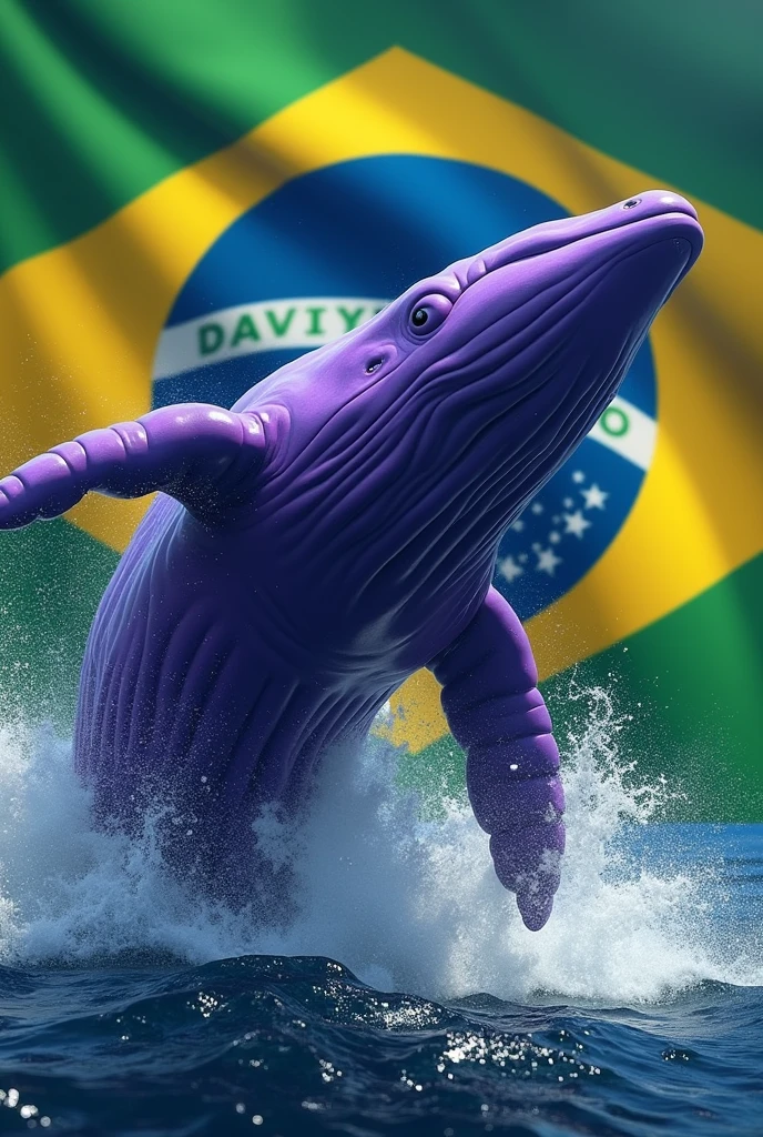 Brazil flag, purple whale