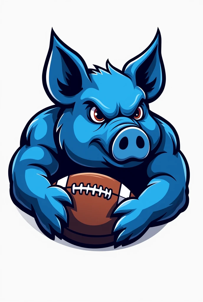 Logo of an American football team named "Blue Pigs" with a football