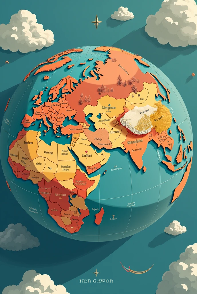 Mapa político mundial de Elandndor en la ilustración de vector de paleta de colores retro plano

1. **General Shape of the Planet:**
   - **Spherical shape:** Representa un planeta redondeado with detalles geográficos visibles.

2. **continents:**
   - **Continent of Lumara:** 
     - Located in the Western Hemisphere.
     - Prominent mountains like the **Montañas de Vandlorin** To the north.
     - Grandes ríos que fluanden hacia el sur, like the **Rivers of Elara**.
     - Extensive **Eldoria Forests** To the center.

   - **Continent of Eilara:**
     - Located in the eastern hemisphere.
     - Wide **Eilara Plains** In the middle.
     - **Deserts of the West** in the western region.
     - **Eastern Forests** in the eastern region.

   - **Continent of Drakonia:**
     - In the southern hemisphere.
     - **Montañas de Drawithia** To the center, with valles alrededor.
     - **Valleys of Ignis** in the east.
     - **Northern Plains** en el norte del withtinente.

3. **Reinos and Imperios:**
   - **Empire of Lumara:** Dominante In the middle de **Lumara**.
   - **Eilara Empire:** Spreading across the **Eilara Plains**.
   - **Drakonia Empire:** Centrando el withtinente de **Drakonia**.

   - **Kingdom of Arion:** In the central region of Lumara, near the **Arion Forests**.
   - **Kingdom of Selarin:** In the **Forge Mountains** and **Mining Plains**.
   - **Kingdom of Faeloria:** West in Lumara, near the **Faelorian Forests**.
   - **Kingdom of Andaria:** South of Eilara, with **Night Lands**.
   - **Kingdom of Veridia:** West of Eilara, with **Green Plains**.
   - **Kingdom of Aradia:** Al is, near the **Deserts of Aradia**.
   - **Kingdom of Iskandar:** In the south, surrounded by the **Iskandar Sea**.
   - **Kingdom of Eldoria:** To the north, with **Eldoria Mountains**.
   - **Reino de Nefaria:** In the northeast, with **Forests of Nefaria** and **Pantanos de Nefaria**.

4. **Additional Features:**
   - **Océanos and Mares:** They surround the