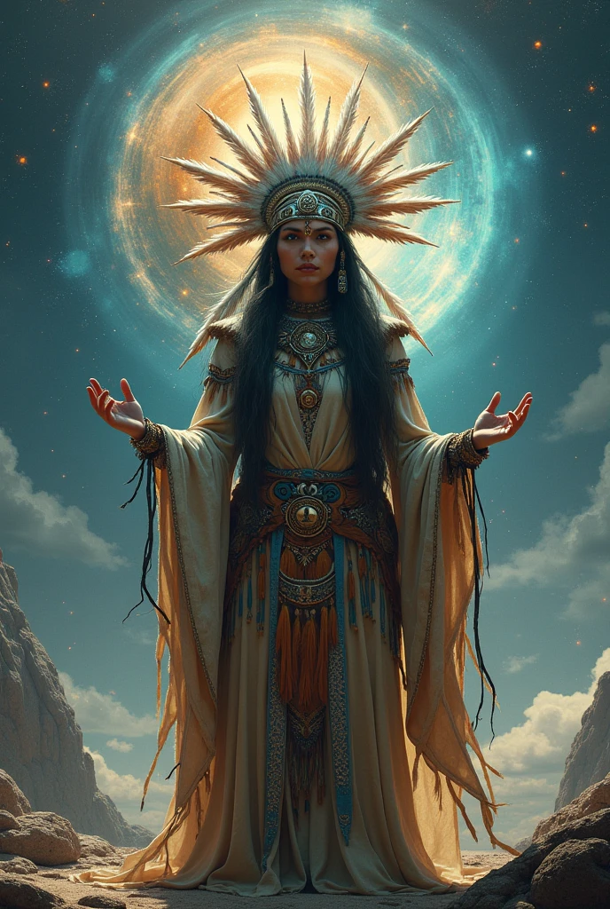 shamanic indian in connection with the universe
