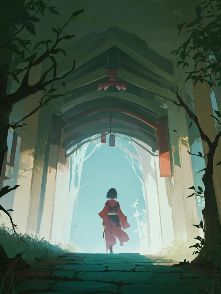 ((full body)), horror Japanese background typically evokes a sense of dread and unease through a combination of eerie, traditional, and atmospheric elements. Imagine a moonlit, desolate village in rural Japan. The narrow, winding dirt paths are lined with tall, withered trees whose twisted branches create haunting silhouettes against the dark, cloudy sky. The air is thick with mist, obscuring the view and adding a sense of mystery and foreboding.
Old, wooden houses with sliding paper doors stand silently, their once-vibrant paint now peeling and faded. Some of the doors are slightly ajar, as if inviting the unwary into their shadowy interiors. The wind rustles through the nearby bamboo grove, creating a whispering sound that seems almost like voices speaking in an unknown tongue.
A Shinto shrine sits on the outskirts, its torii gate looming ominously. The stone lanterns that line the path to the shrine are covered in moss, their light long extinguished, leaving the area in darkness. In the distance, the faint sound of a traditional Japanese bell can be heard, its tone low and mournful, adding to the unsettling atmosphere.
The scene might also include elements like a deep, dark well or a small cemetery with ancient, crumbling gravestones, where the spirits of the dead are said to linger. The overall color palette would be muted and dark, with deep shadows and an oppressive, almost claustrophobic feel to the environment.