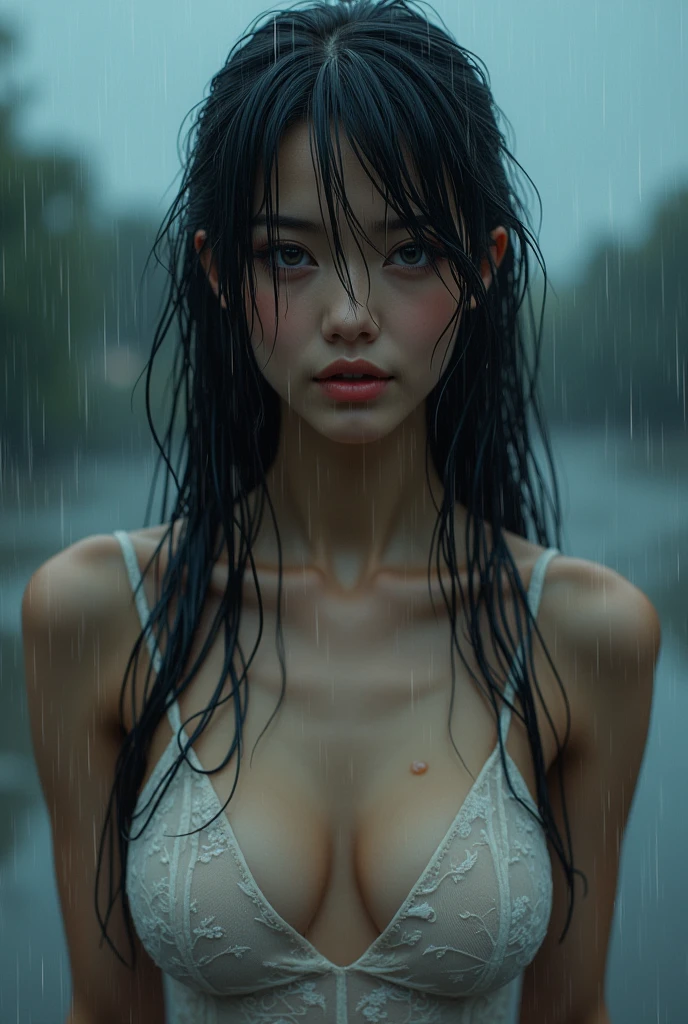 Beautiful Baby Face , Woman , nude naked nsfw , Black Retina , medium Breast , ((Sleeveless)) , Lace , ((Medium Breasts:1.2)), Glow Makeup , ((Muscles:1.3)) , Whiten Skin , Sexy Look , Dramatic Photography , Dark Coloured , 8K , High-Res , River Outdoor , ((Foggy:1.3)) , ((Black Nailart)) , ((Rain:1.1)) , ((Wet:1.1)) ((child, childish))
