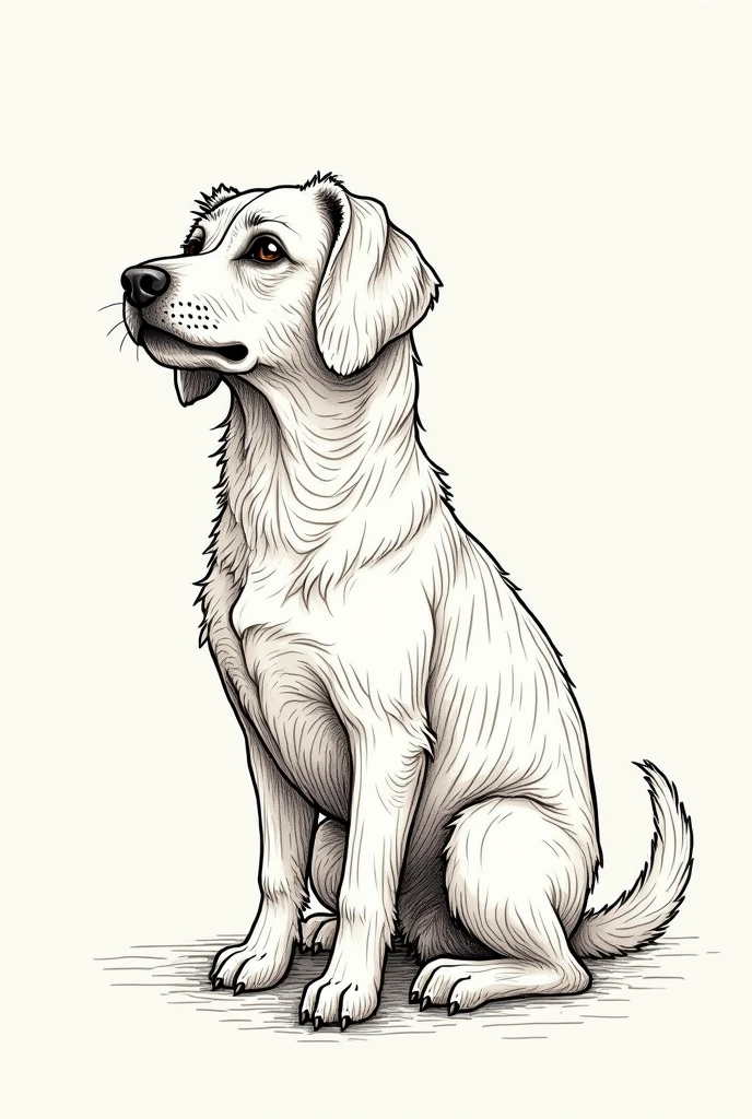 "Generate a pet portrait using continuous line art, but with lines that have a textured or hand-drawn feel. The lines should be slightly irregular, creating an organic, artistic appearance. This style should give the impression of a handmade, unique piece of art."