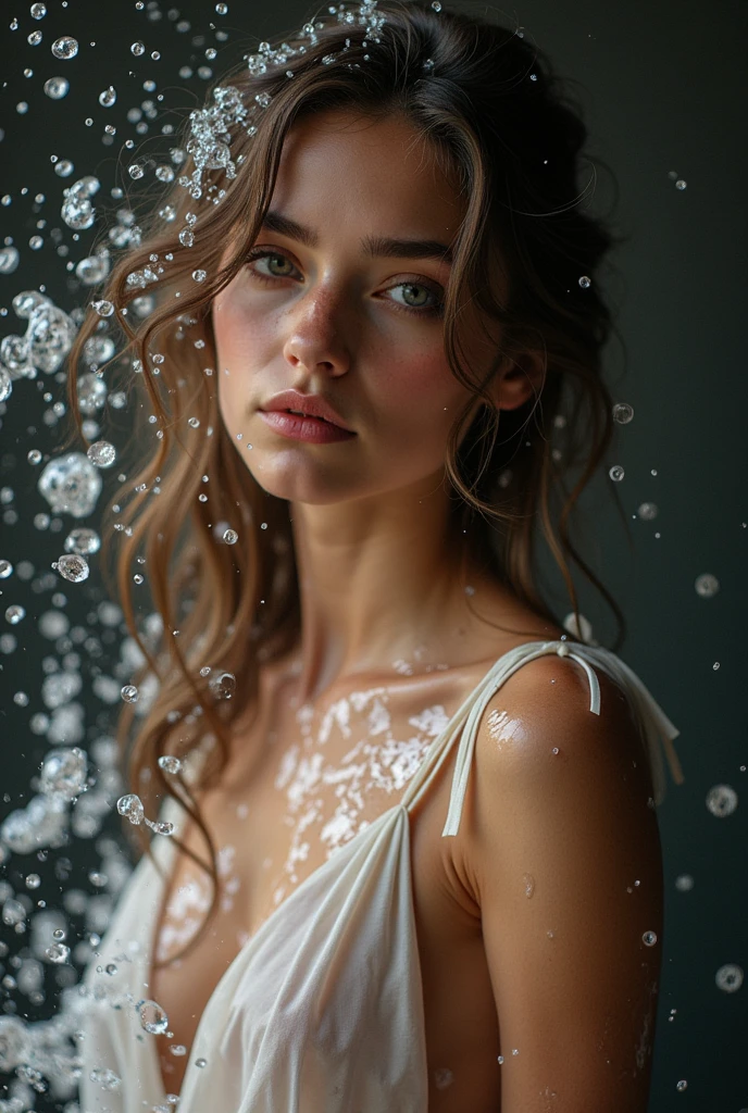A beautiful girl gets a huge load of semen splashed on her