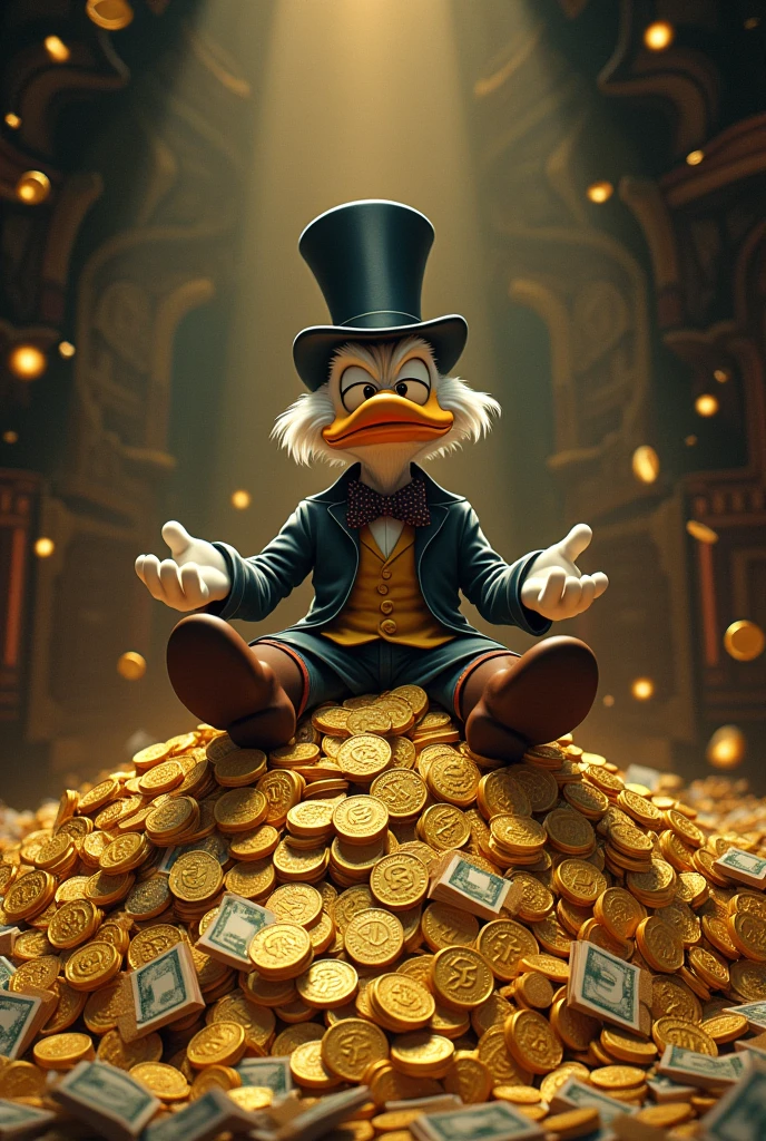 Uncle Scrooge sitting on money