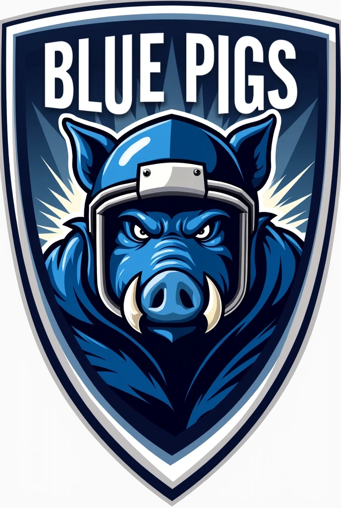Shield of an American football team called "blue pigs"