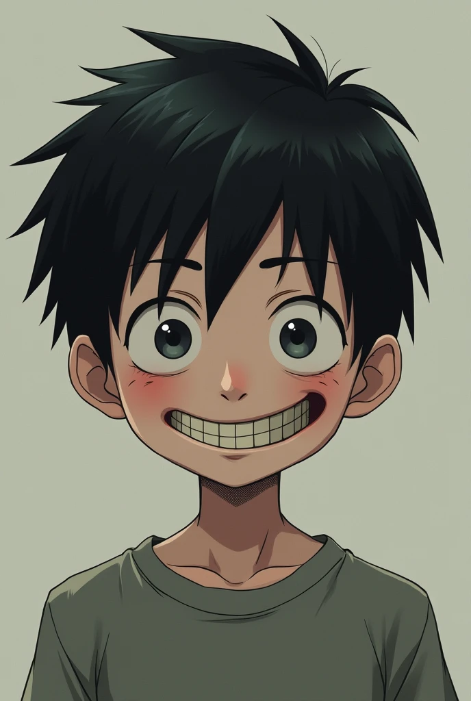 、Center Parting、Oval Face、Hitoe、Black Hair、smile, Creepy、Ugly