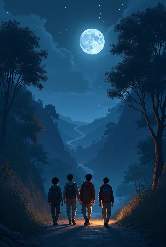 4 friends walk in the rood night and his's name zaman ,Ali,Mohsin,najaf
