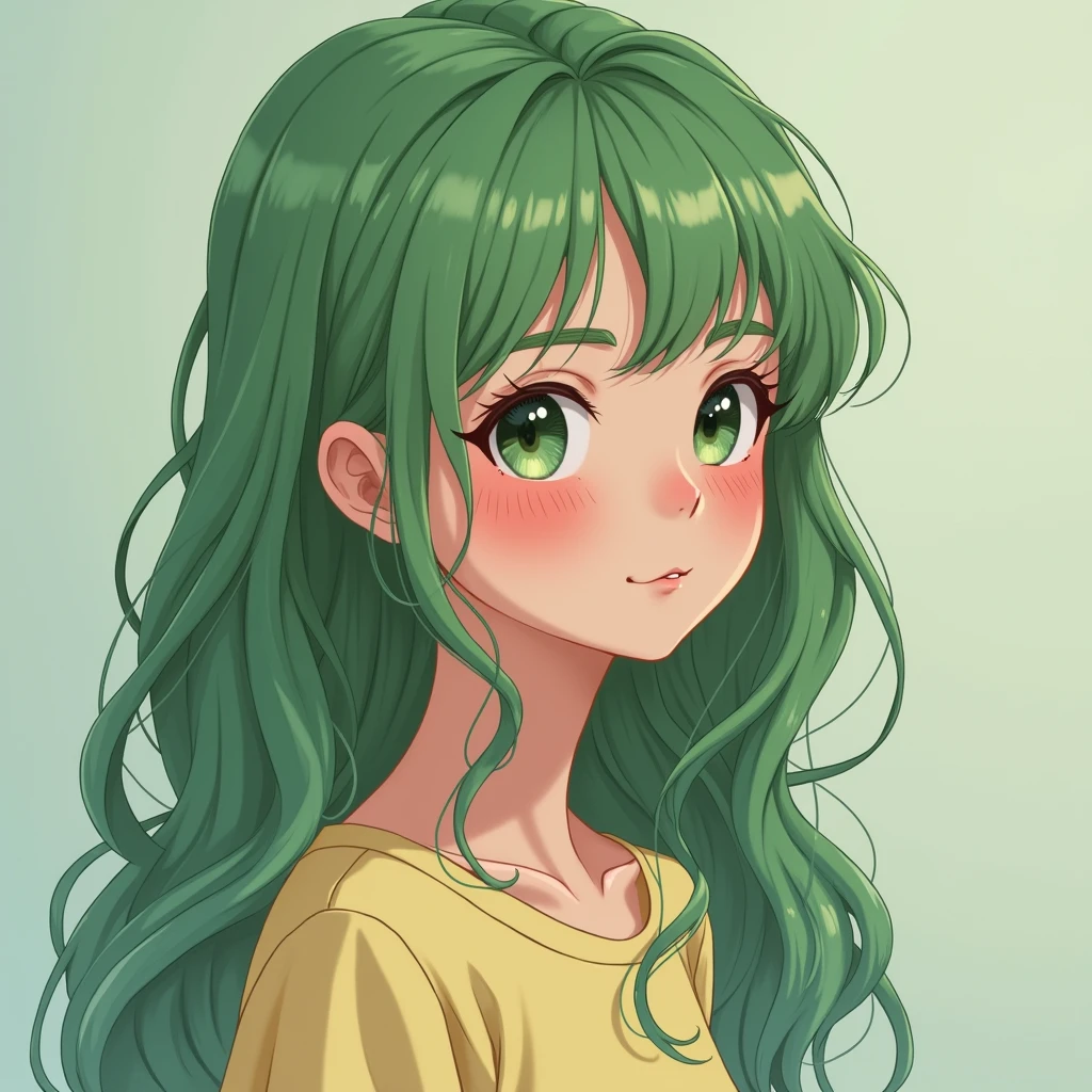 Beautiful girl with soft green hair