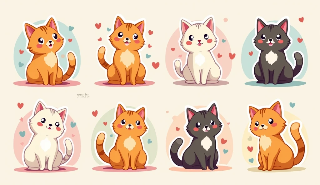 create something simple .a cartoon style cat type stickers