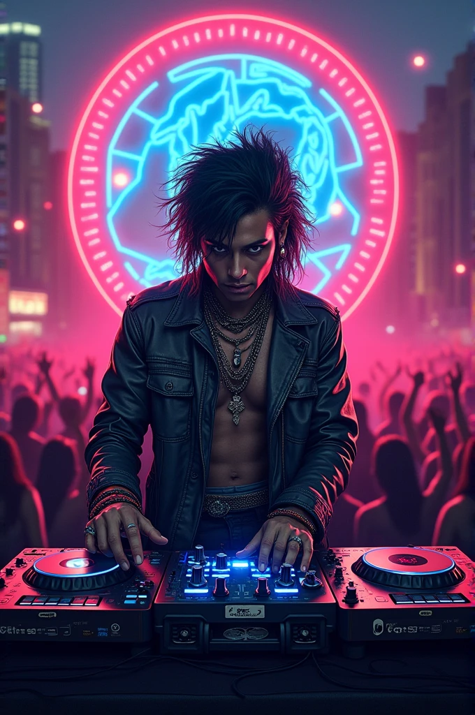 Create an image of a killer DJ with the phrase Tepito -la union