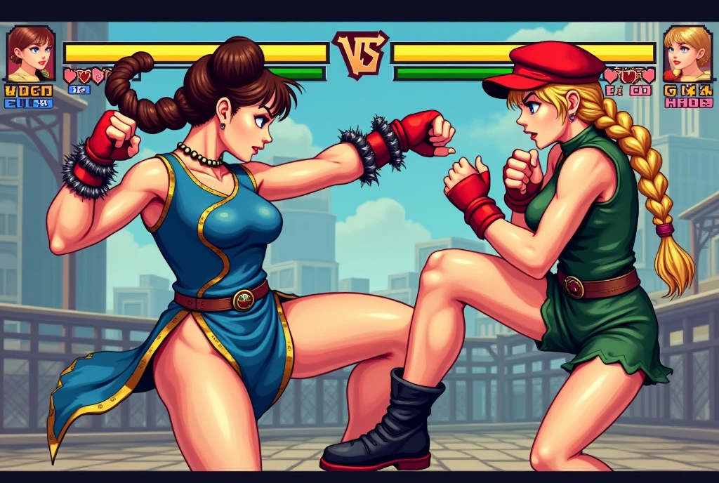 NSFW , hentai style , Wear blue beach volleyball costume , Face to face and throw punches at each other , Two boxer girls , Wear boxing groves , So huge oppai , boxing fighting poses.