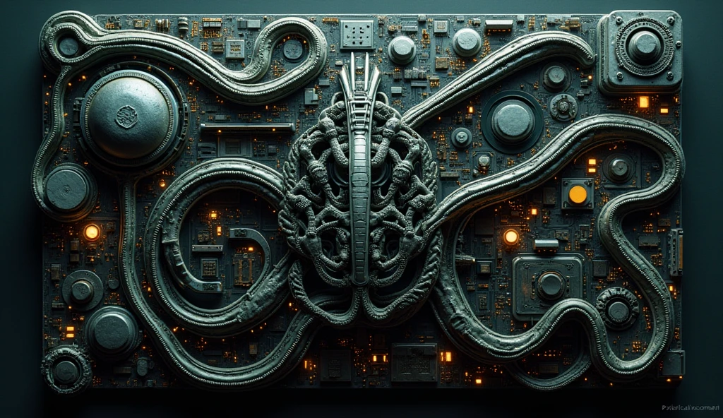 motherboard, Giger, Ultra detailed and defined