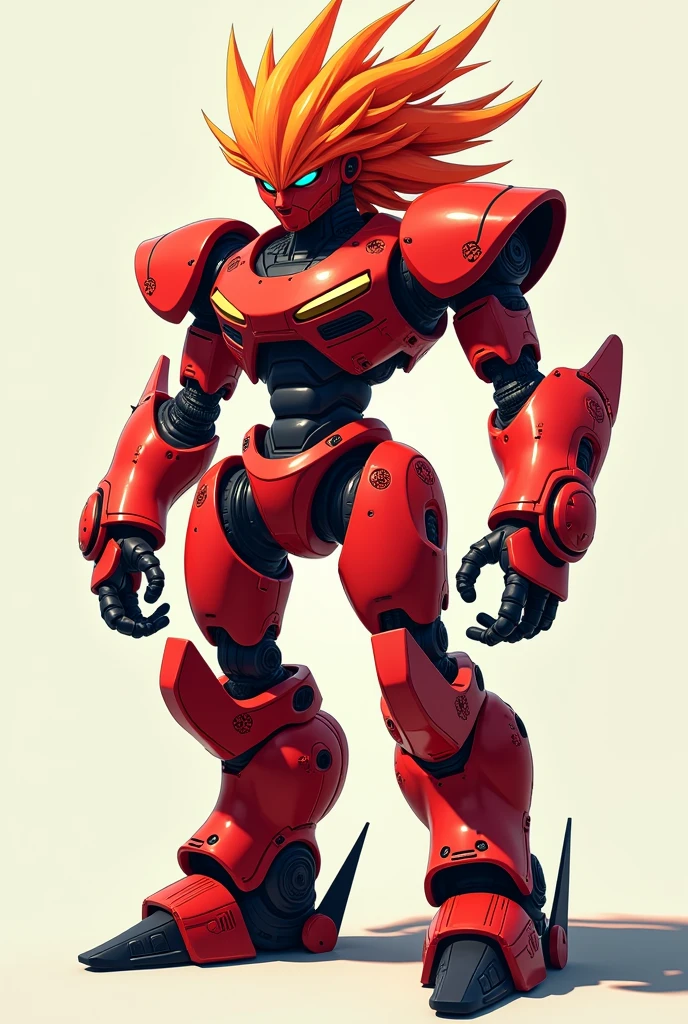 Red adult robot creature with anime man hair