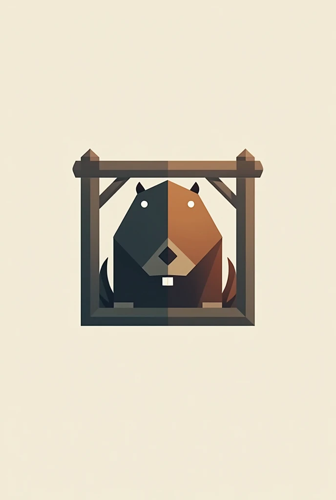 Can you make me a logo that refers to a beaver?,that is symmetrical , assimilated to architecture, with simple square geometry
