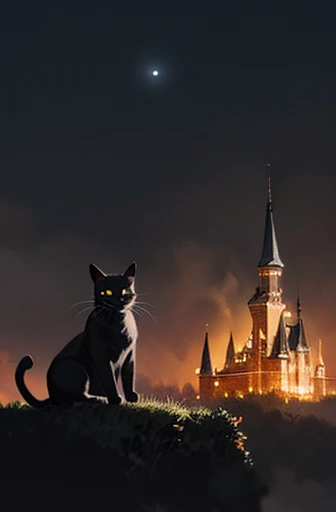 Here is the realistic-style illustration of the small black cat in a magical, nighttime setting. I hope this captures the fantastical world you had in mind! Let me know if you’d like any changes or additional elements.