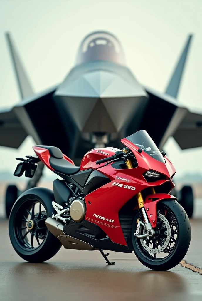 F-22 raptor stand behind ducati v4 sp 2
