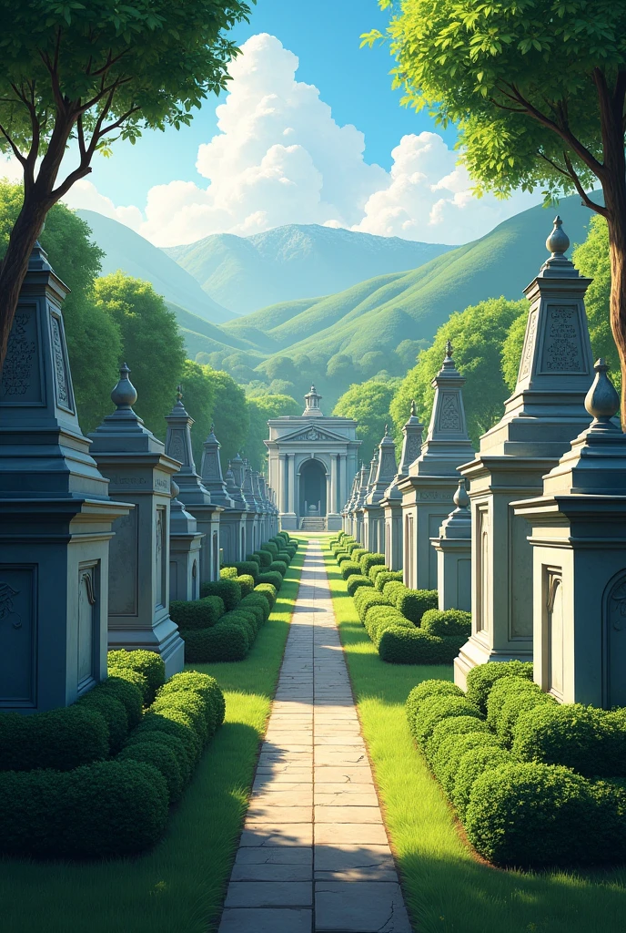 A cemetery, It's noon