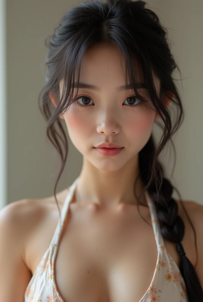 A cute Asian girl doing a semi-naked cosplay even more naked
