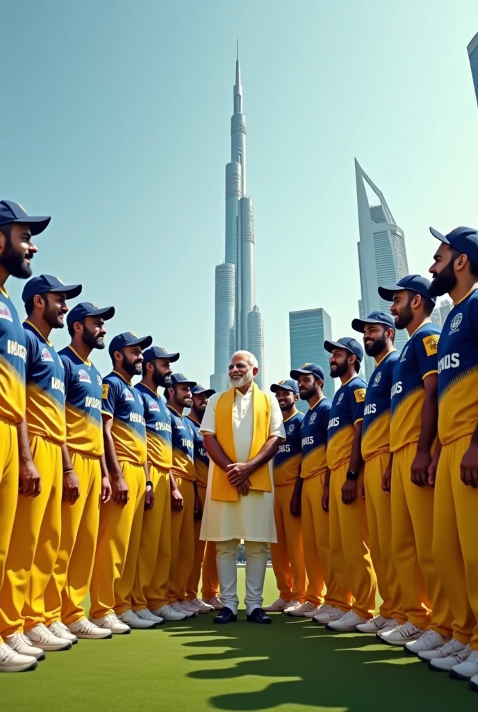 Full Chennai super kings team in Dubai with Modi ji
