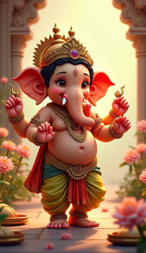 cute little bal ganesh ji wiyh madak in hand