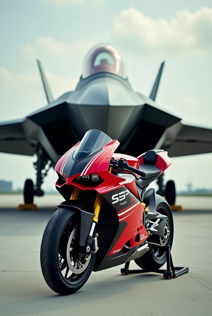 F-22 raptor stand behind ducati v4 sp 2
