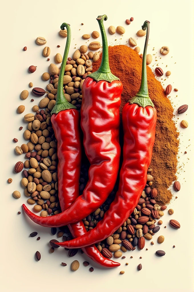 Dried Chili Peppers Logo, seeds, grains and spices
