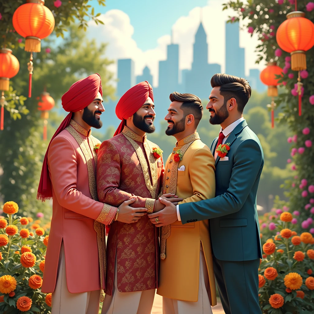 Punjabi married gay couple with Canadian gay couple