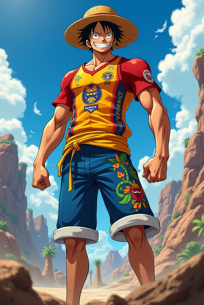 An One piece anime character wearing a HE • AMARTA Jersey