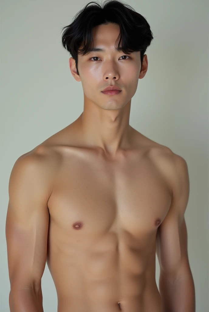 Design a photorealistic korean man, 2, abs shirtless, a popular natural makeup look, --ar 2:3 --style raw --v
6.1