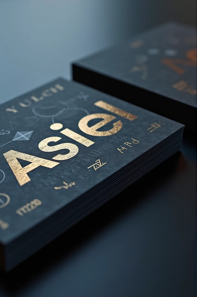 Business cards with name: Asiel Galicia, and that the design is mathematical and financial.