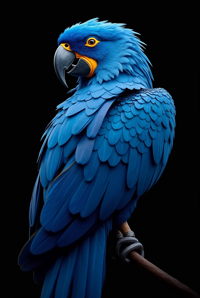 Make me a design for a black Olympics t-shirt that has a blue macaw on it