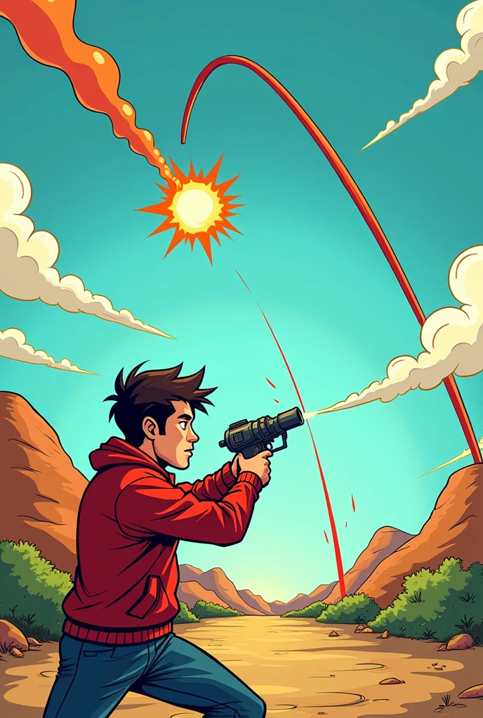 Comic-style image about parabolic shooting
