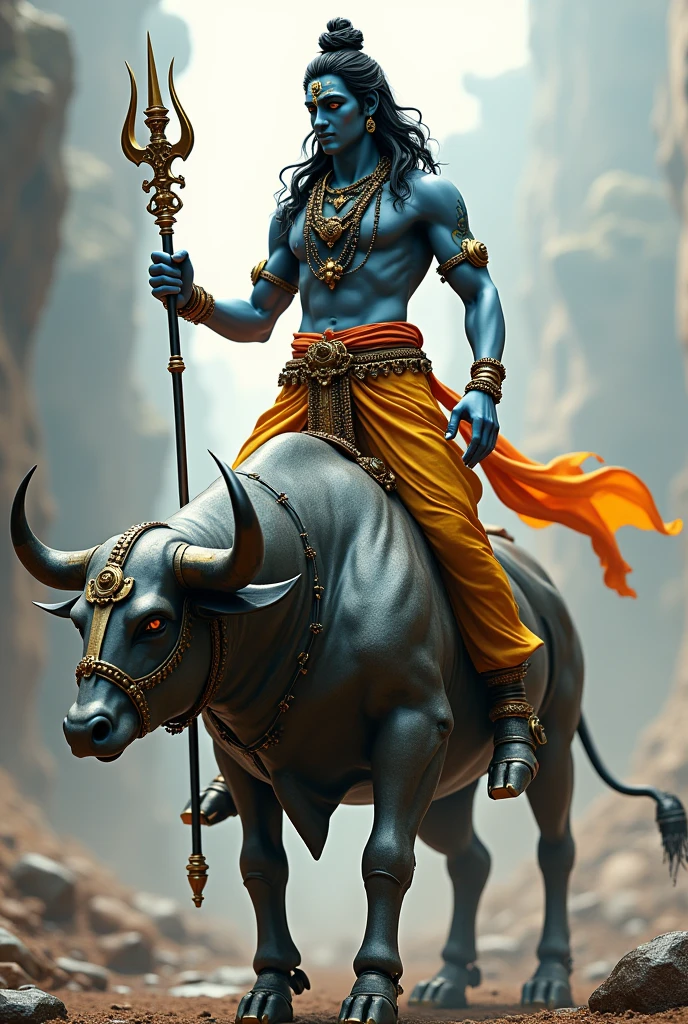 God shiv shankar stand a bull robot less guns 
puck the trishul 