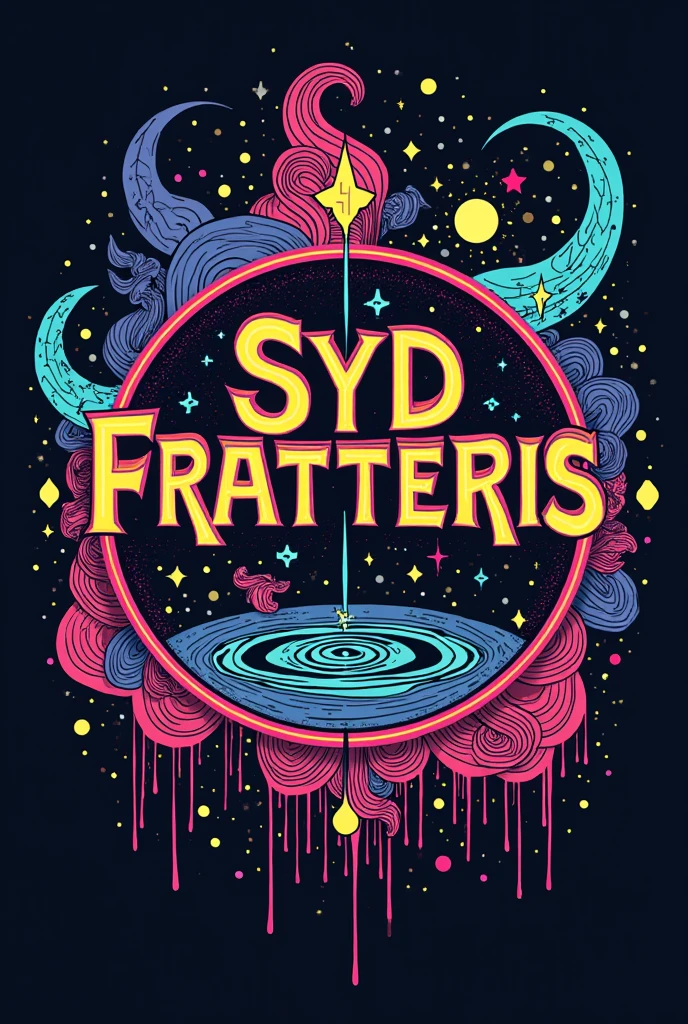 Logo of my band called Syd Fratteris is psychedelic rock I want detailed images may have inspiration in pink floyd But the name of the band has to be in the image 