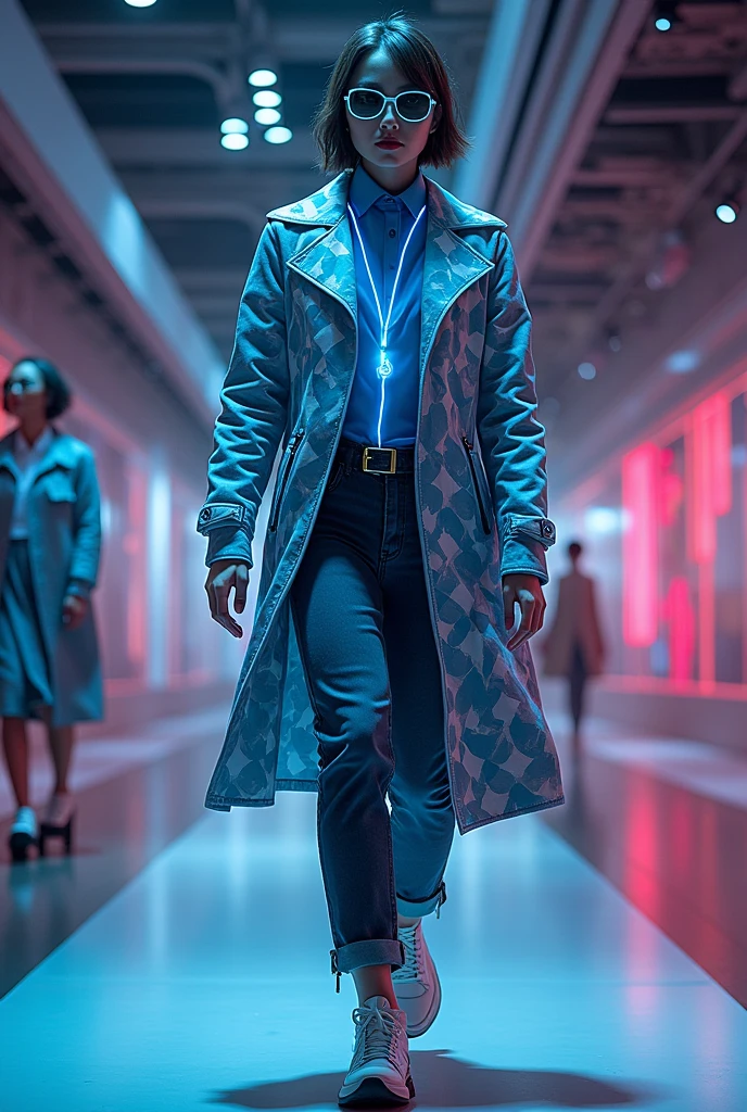 Design the homepage of a futuristic digital fashion newspaper that uses artificial intelligence for close interaction. Three key sections:
Body and face scanner to create holograms and test trendy accessories and clothes. Combina outfits a tu gusto, like Cher in Clueless.
Fashion catwalks in 360° virtual reality. Interactive museum experience observing designs from inside the room.
AI Fashion Item Generator. Search engine that generates text, Images and videos about trends and recommendations on a specific topic entered by the user.