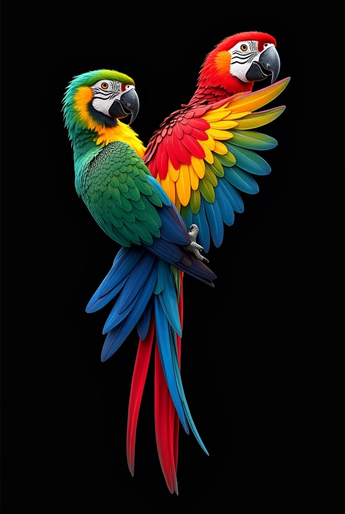 Make me a design for a black commercial t-shirt to wear for the Olympics that has a macaw on it