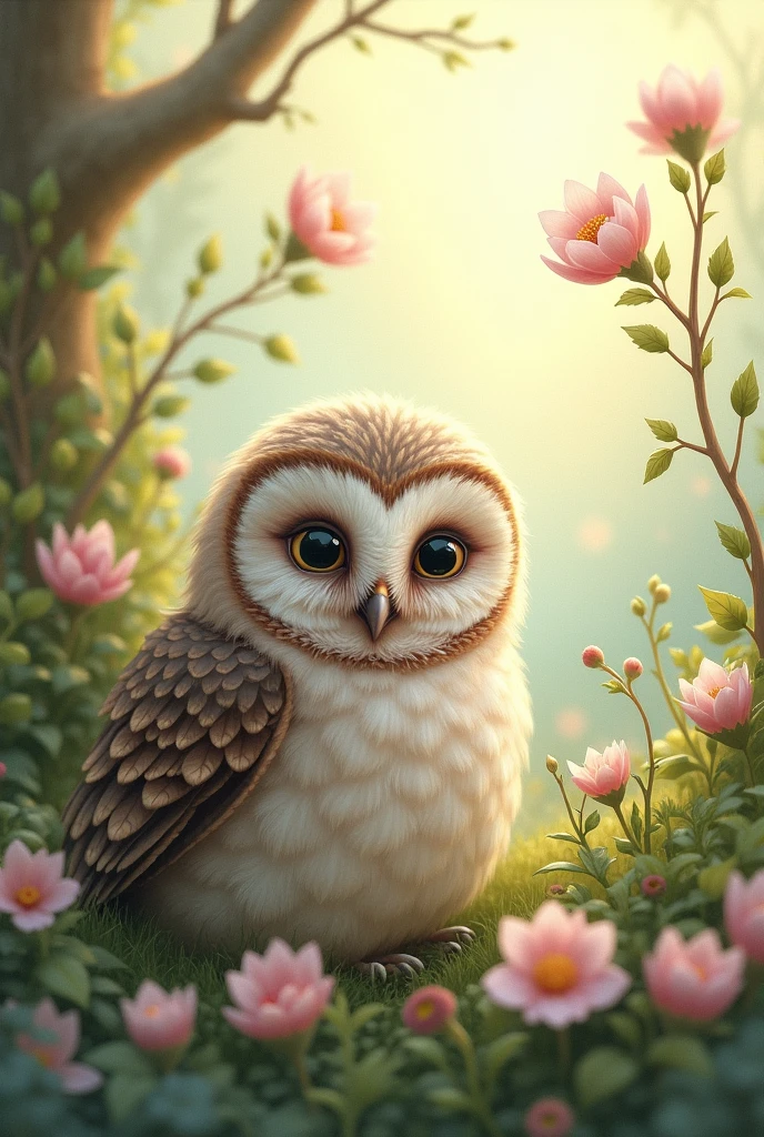Create a baby owl image with a feminine background. Write "pedagogy" and emphasize the name "Paula Fernandes "