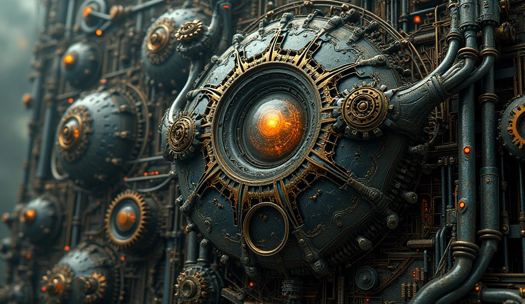 motherboard, steampunk, giger, ultra definido y detallista