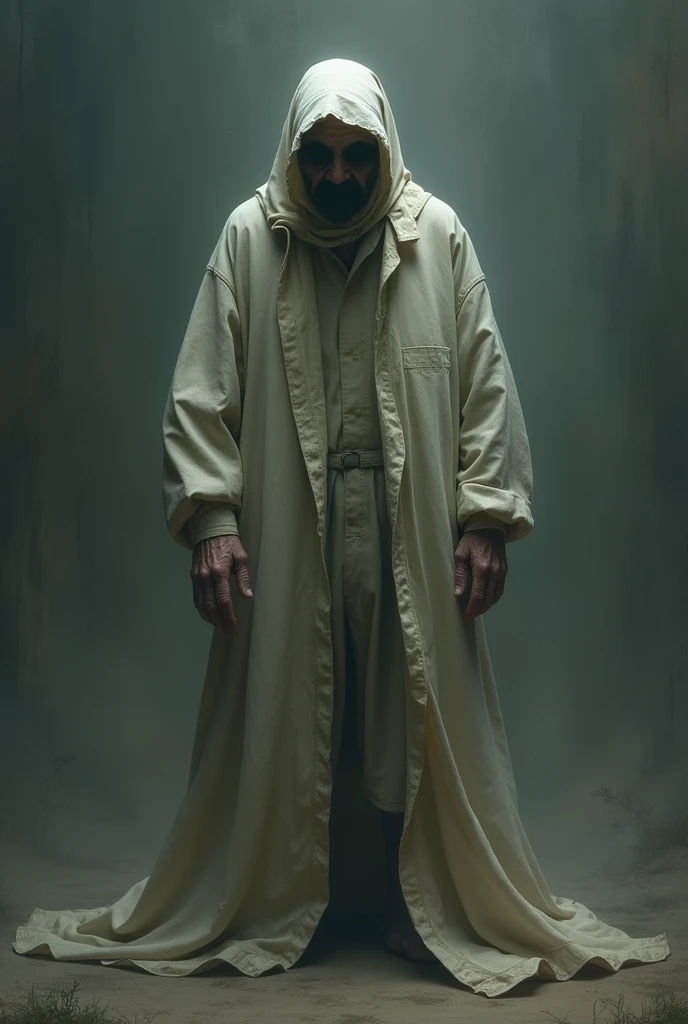 An old man with empty clothes